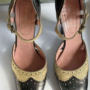 Miu Miu Black and Gold Heels